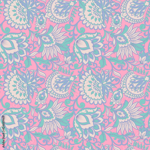 Vector Damask style seamless floral pattern
