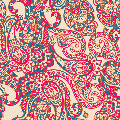 Floral paisley seamless pattern. damask vector background