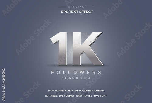 Editable text style 1K number effect