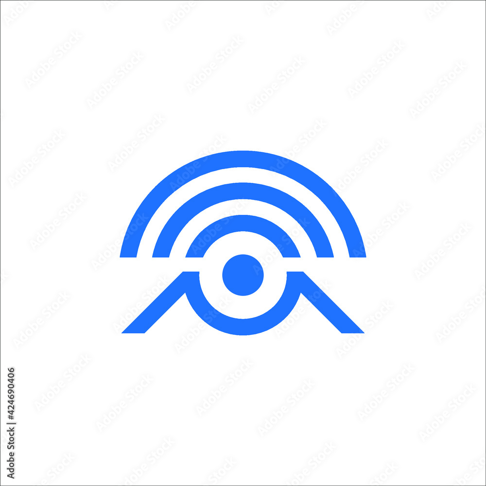 M wifi signal logo design - obrazy, fototapety, plakaty 