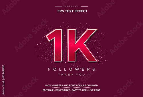 Follower 1k number text effect