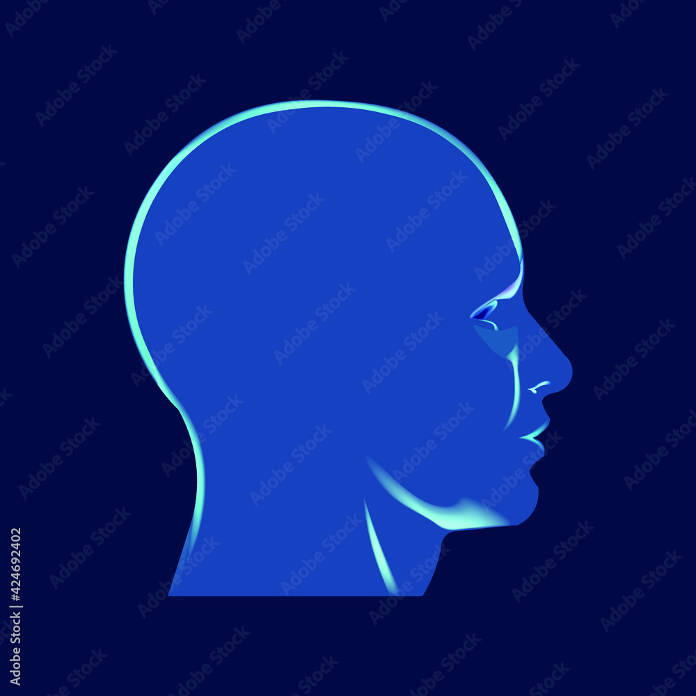 Head profile. Illustration of human anatomy. Vector graphics for medical applications and internet websites. Sign of  logic and analysis. Problem solving symbol. Avatar icon.
