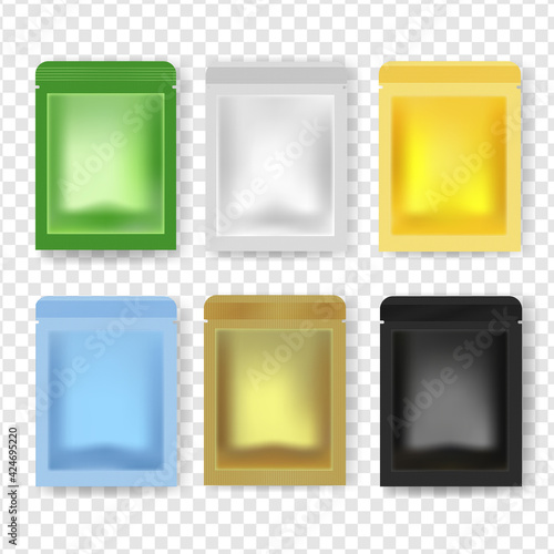Realistic vector pack of shampoo packaging, facial cleanser of various colors for cosmetic product packaging