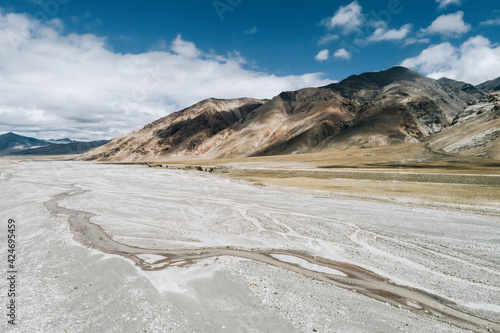 Aerial photography of dry riverbeds and mountains in Tibet