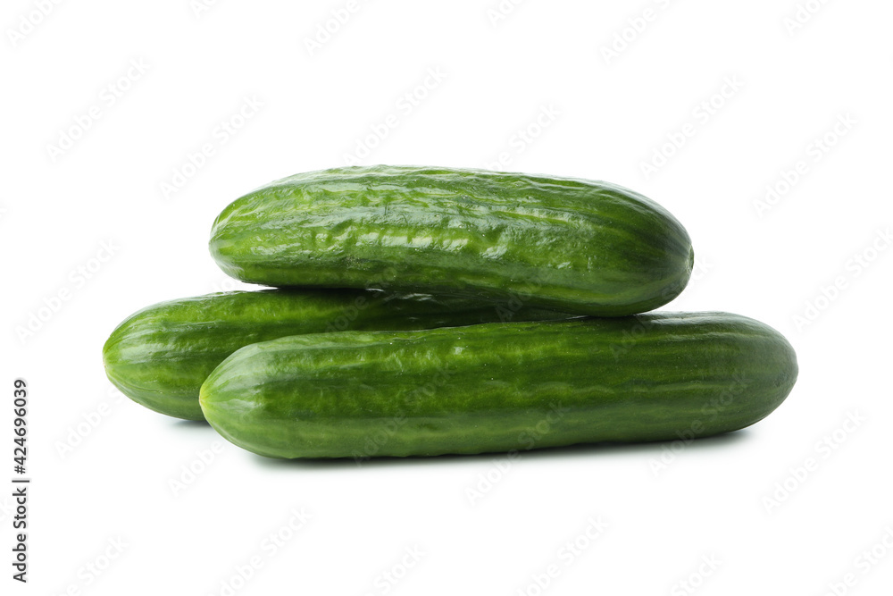 Fresh ripe cucumbers isolated on white background Fresh ripe cucumbers isolated on white background