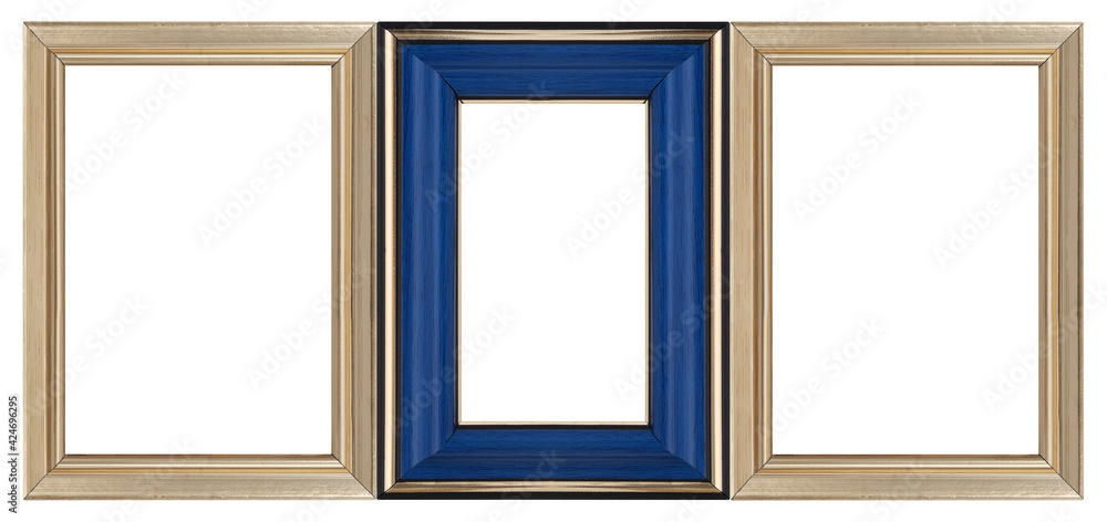 Wooden frame for paintings, mirrors or photo isolated on white background. Design element with clipping path Wooden frame for paintings, mirrors or photo isolated on white background. Design element with clipping path