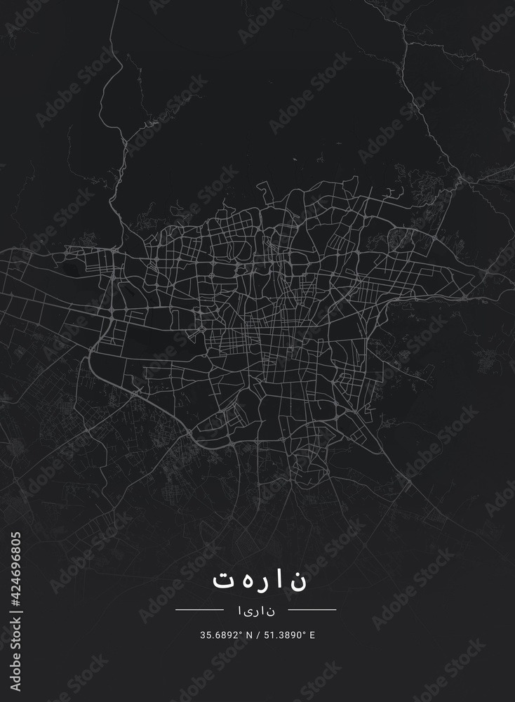 Map of Tehran, Iran
