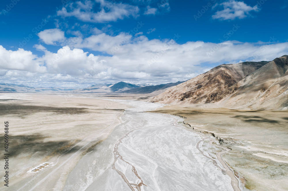 Aerial photography of dry riverbeds and mountains in Tibet Aerial photography of dry riverbeds and mountains in Tibet