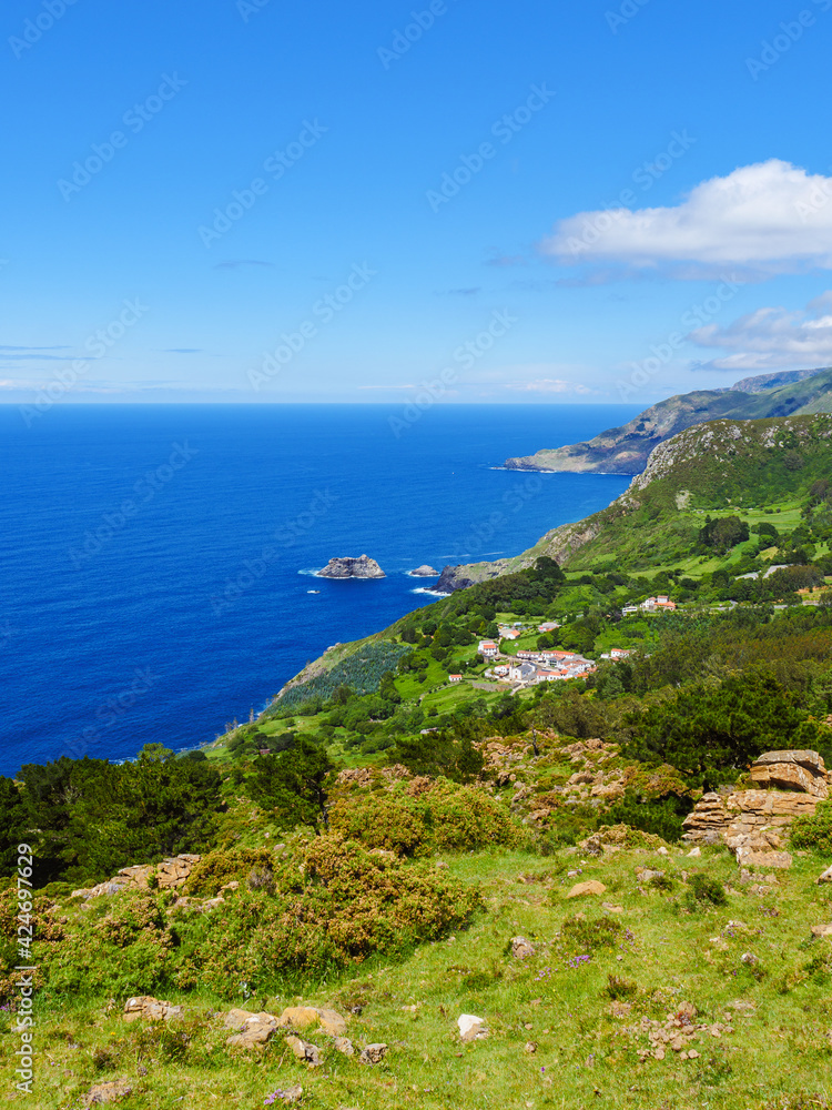 Blue and Green Landscape. Atlantic Coast of Spain, A Coruna Galicia, Spain