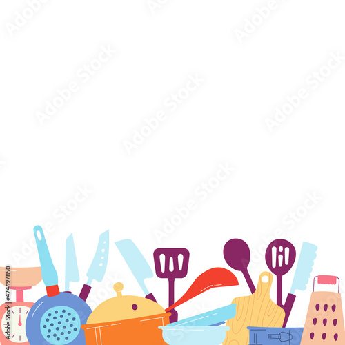 Kitchen utensils set of elements for home cooking