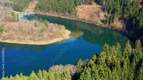 the ahauser dam in the sauerland in germany from above photo