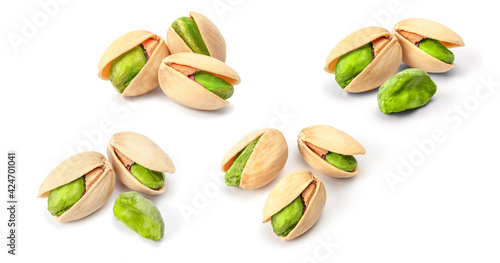 Wallpaper Mural Set Pistachio nuts isolated on a white background. mock-up Torontodigital.ca