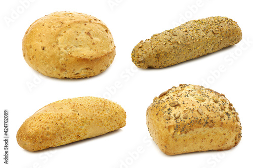 luxury bread rolls on a white background