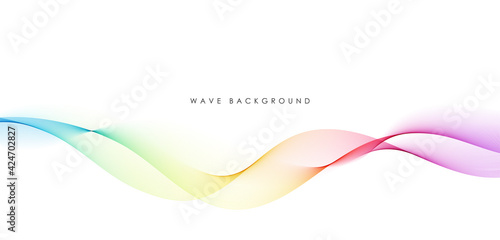 Vector abstract colorful flowing wave lines isolated on white background. Design element for technology, science, music or modern concept. photo