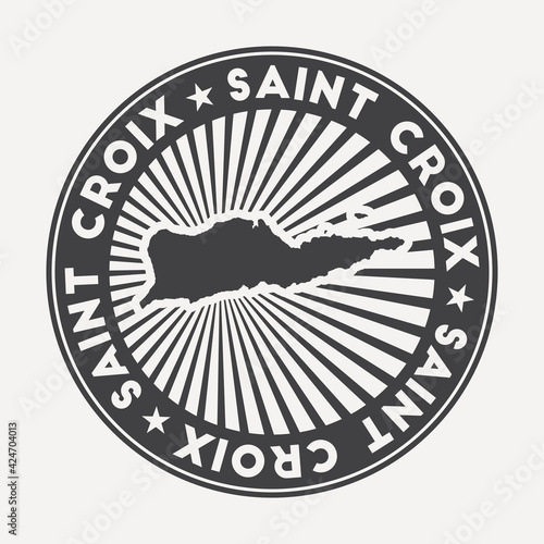 Saint Croix round logo. Vintage travel badge with the circular name and map of the island, vector illustration. Can be used as insignia, logotype, label, sticker, or badge of Saint Croix.