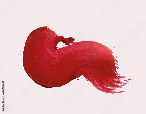 Colored strokes of acrylic paint. A thick coat of paint with traces of brush bristles. A trace of cosmetic lipstick. Vector image, design element, text background.