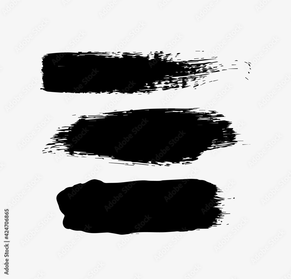 A set of silhouettes of paint strokes. Contour. Vector image, design element, background for text. A set of silhouettes of paint strokes. Contour. Vector image, design element, background for text.