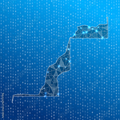 Network map of Western Sahara. Country digital connections map. Technology, internet, network, telecommunication concept. Vector illustration.