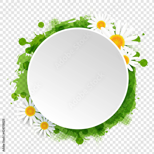 White Banner Wth Flowers Transparent Background With Gradient Mesh, Vector Illustration