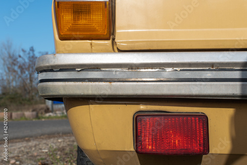 close up of chrome 80s bumper