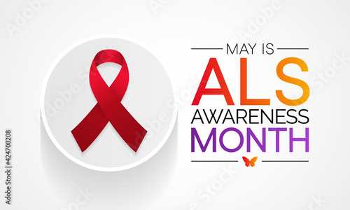 ALS (Amyotrophic lateral sclerosis) awareness month is observed each year in May. it is a group of rare neurological diseases that mainly involve the nerve cells. Vector illustration.