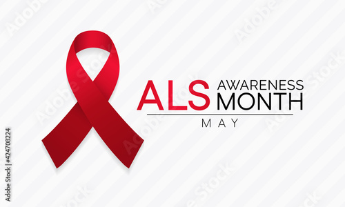 ALS (Amyotrophic lateral sclerosis) awareness month is observed each year in May. it is a group of rare neurological diseases that mainly involve the nerve cells. Vector illustration.
