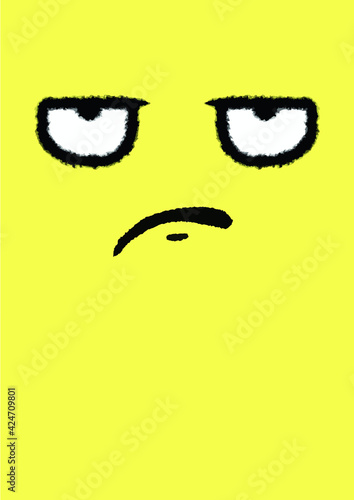 vector illustration of rolled eyes isolated on yellow