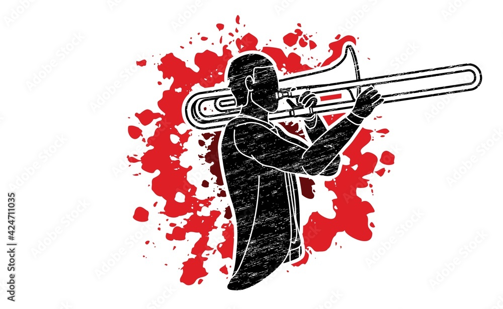 Obraz premium Trombone Musician Orchestra Instrument Graphic Vector