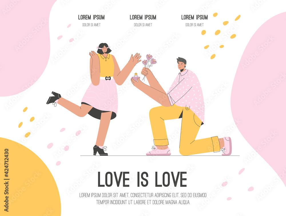 Vector landing page of Love is Love concept Vector landing page of Love is Love concept