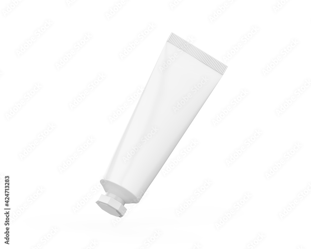 white cosmetic tube mockup template on isolated white background, ready for design presentation, 3d illustration white cosmetic tube mockup template on isolated white background, ready for design presentation, 3d illustration