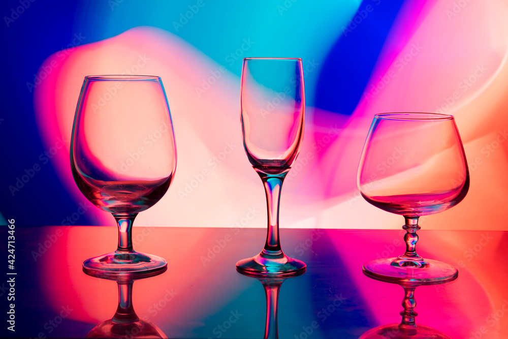 glass glasses on a multicolored background glass glasses on a multicolored background