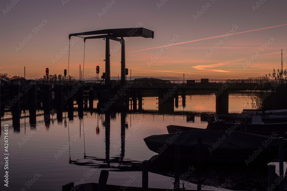 sunset at bridge Oude IJssel near Hoog Keppel sunset at bridge Oude IJssel near Hoog Keppel
