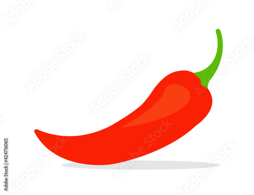 Red chili pepper vector icon isolated on white background. Spicy hot pepper vector symbol. Mexican food and sauce.