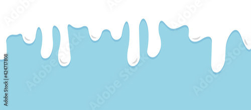 Fototapeta Naklejka Na Ścianę i Meble -  White dripping paint flowing down vector background. White milk liquid drips. Vector illustration.