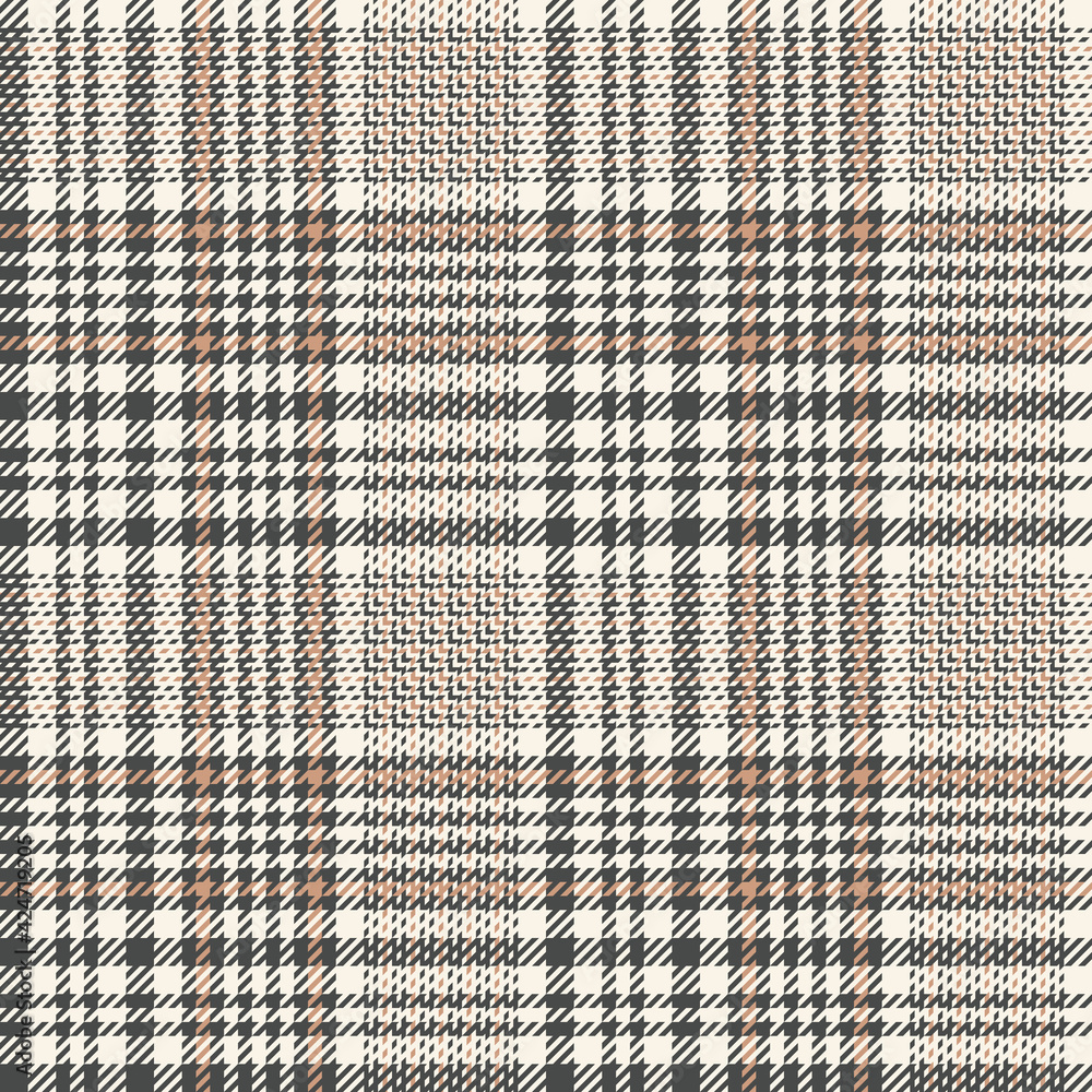 Check plaid pattern glen in grey and beige. Tweed tartan background vector graphic for spring autumn jacket, coat, skirt, trousers, blanket, throw, other modern everyday casual fashion fabric design.