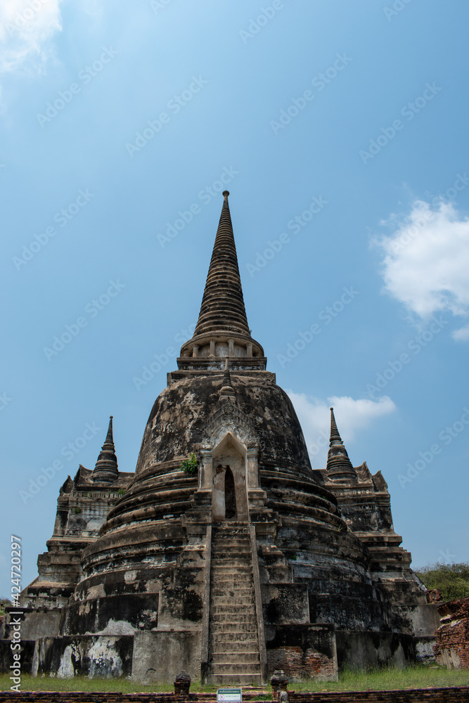 Travel Thialand. Old temple architecture. Phra Sri Sanpetch temple in the Phra Nakhon Sri Ayutthaya historical Park.