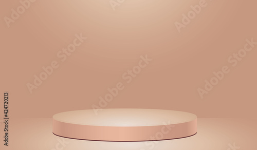 Background Vector Beige Color 3d Rendering With Podium Minimal Wall Scene