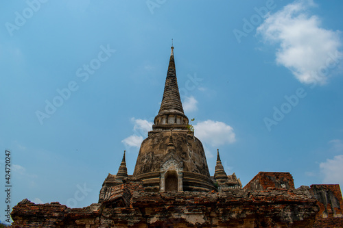 Travel Thailand. Ancient temple. Phra Sri Sanpetch temple in the Ayutthaya Historical park. Ayutthaya in Thailand.