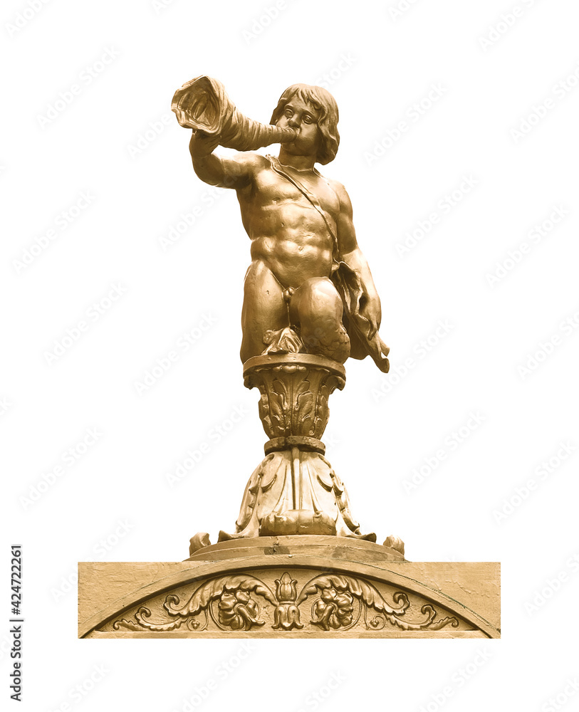 Obraz premium Golden decorative element: Ancient marine deity Triton. Design element with clipping path