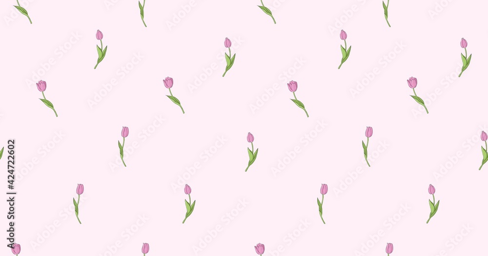Tulip seamless pattern on pink background Tulip seamless pattern on pink background