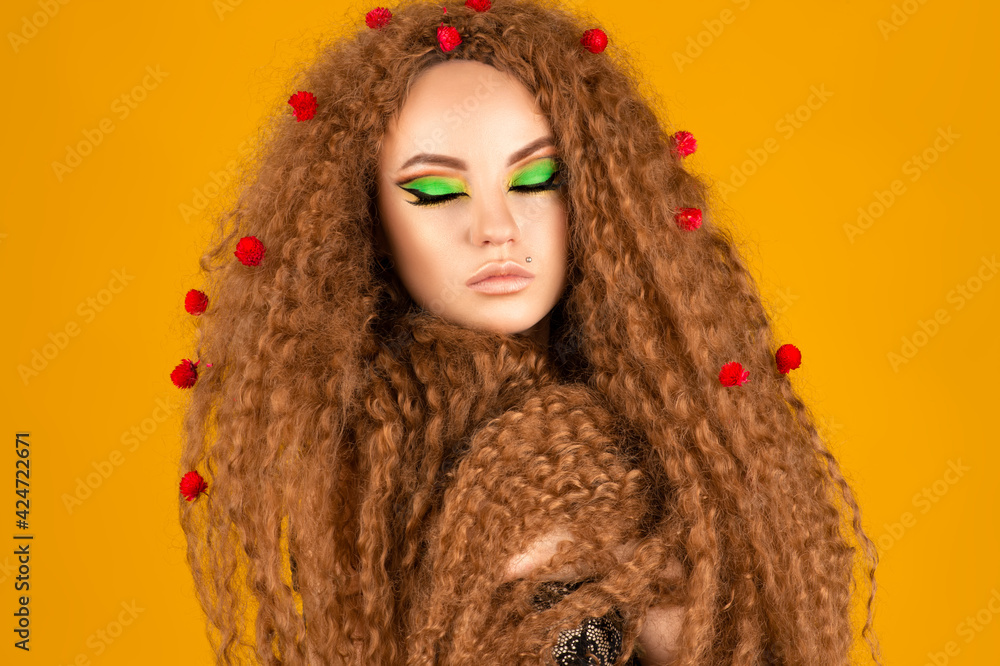 beautiful brunette woman with luxurious curly hair beautiful brunette woman with luxurious curly hair