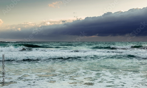 Fototapeta Naklejka Na Ścianę i Meble -  Sea waves in mediterranean sea during storm.