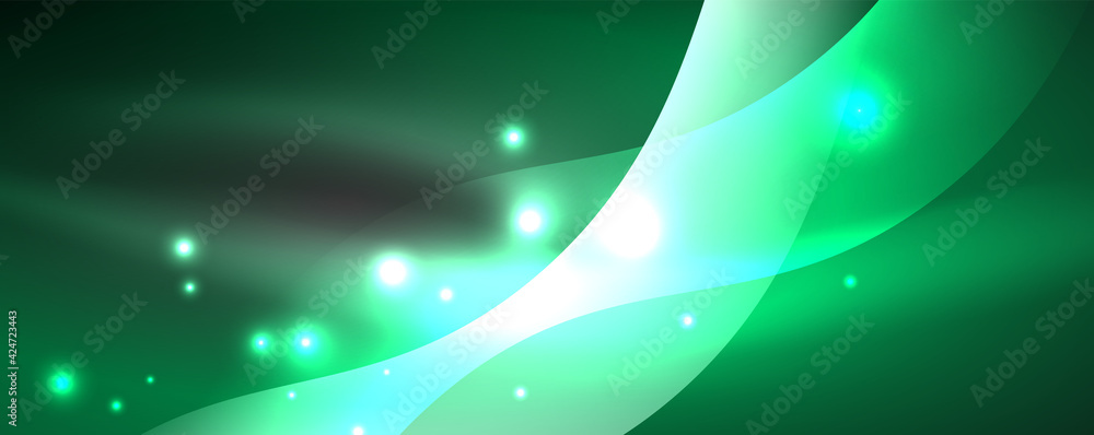 Shiny glowing neon wave, light lines abstract background. Magic energy and motion concept. Vector wallpaper template Shiny glowing neon wave, light lines abstract background. Magic energy and motion concept. Vector wallpaper template