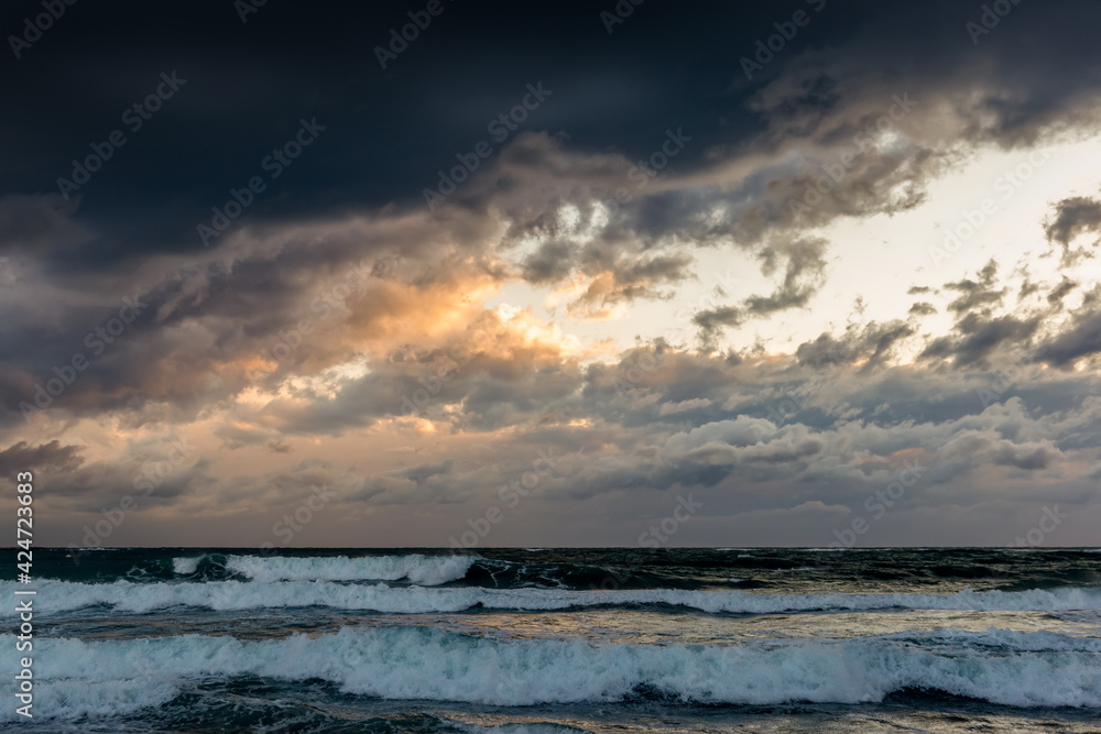 Sea waves in mediterranean sea during storm. Sea waves in mediterranean sea during storm.