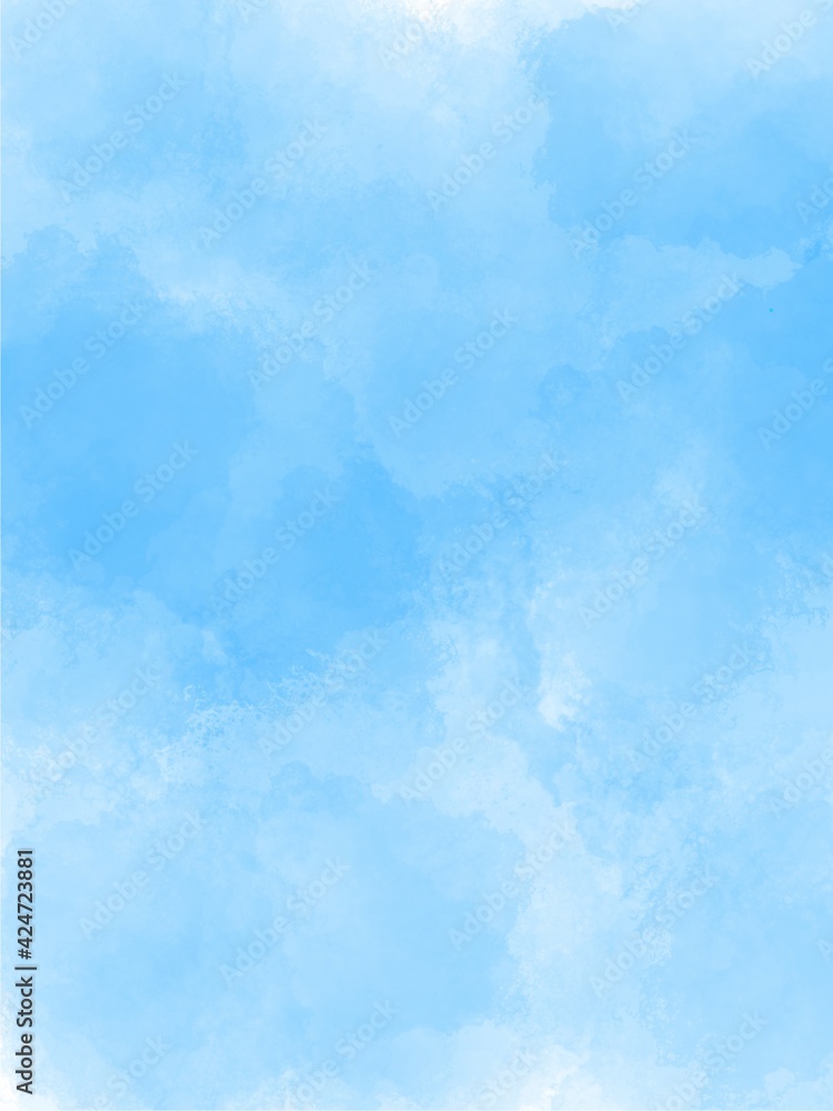 Fototapeta Drawn abstract blue sky clouds background