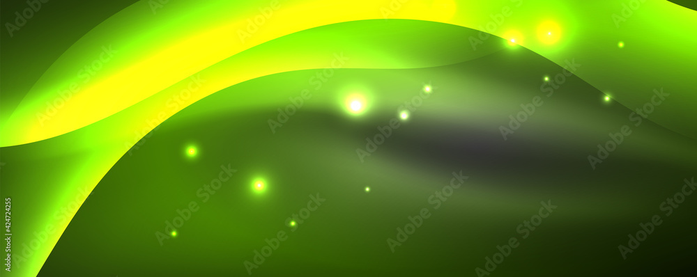 Fototapeta premium Shiny glowing neon wave, light lines abstract background. Magic energy and motion concept. Vector wallpaper template