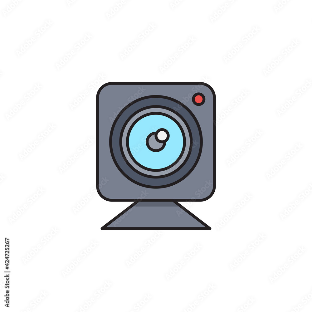 Web camera icon isolated background. Chat camera. Webcam icon.