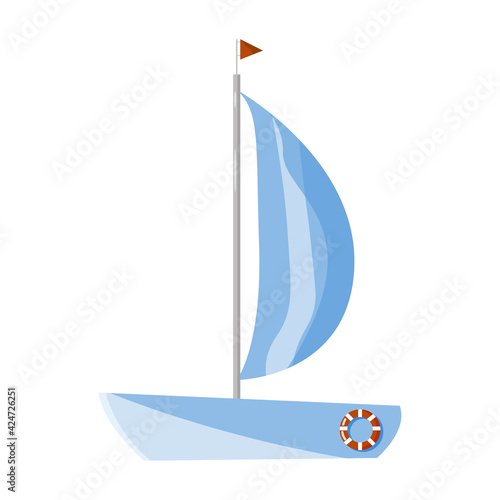 Colorful abstract marine yacht with sails. Vector illustration