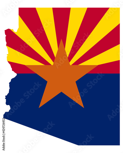 Fahne in Landkarte von Arizona