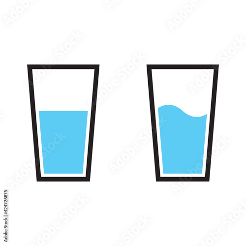 Glass of water icon. Flat icon with long shadow. Vector illustration